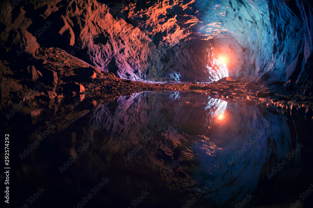Wall mural underground lake in an old mine in the Alps, Switzerland - Wall murals