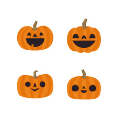 Halloween pumpkin cute illustration. Flat design funny character.