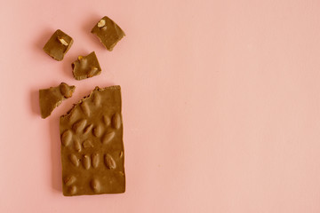 milk chocolate with chocolate ice cream on a pink background