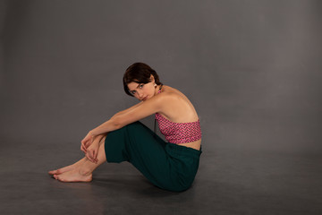 Brunette girl portrait with emotions