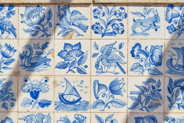 Azulejo beautiful ceramic tiles in Lisbon, Portugal