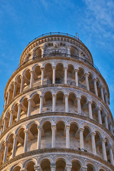 Leaning tower of Pisa, Italy. Sunrise in the city of Pisa