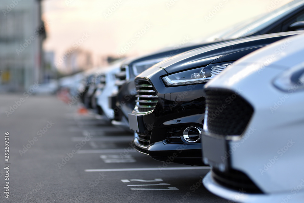 Wall mural full car outdoor parking in selective focus