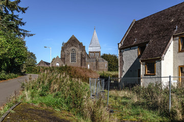 Admin Block and Church at Bangour Village Hospital; Dechmont, near Livingston, Scotland.  The site has been unused since the last patients in 2004.