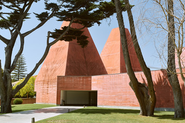 Casa das historias - Paula Rego Museum view. Summertime, green grass and sunny day