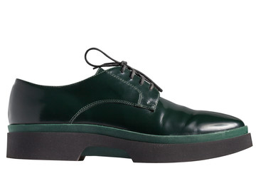 Green leather oxford shoes