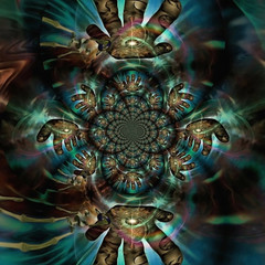 Human hand Machine with Time spiral. Fractal