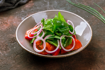 Vegetable salad with tomatoes and cucumbers