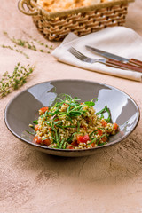 Israeli salad with pearl barley