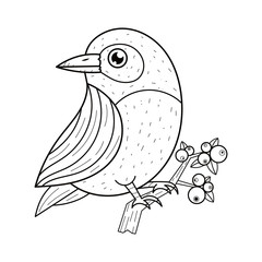 Fototapeta premium Bird On A Branch Vector Design Elements. Graphic Drawing, Engraving Style.