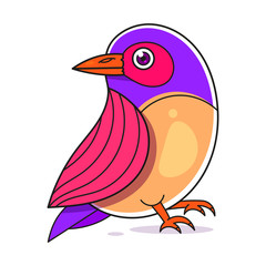 Bird On A Branch Vector Design Elements. Graphic Drawing, Engraving Style.