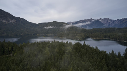 Cloudy german lake eibsee zugspitze