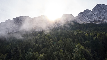 German Zugspitze with clouds in fall