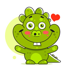 Cute Cartoon Dino Design. Funny Cartoon Character. Wildlife Pattern. Graphic Vector