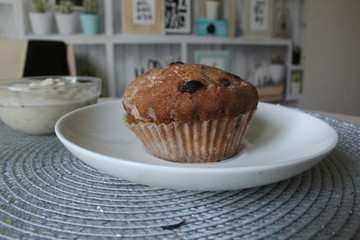 cake with raisins on a plate
