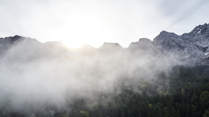 German Zugspitze with clouds in fall