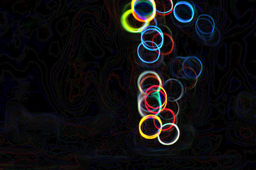 Wave & line colorful neon abstract art for design background & texture.