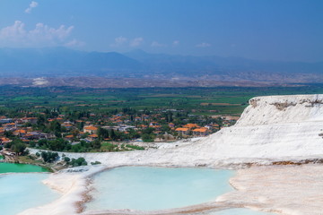 Natural travertine pools and terraces in Pamukkale