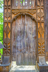 Decorated wood gate in northern Romania