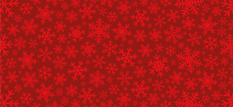 Red christmas background with snowflakes. Vector