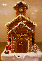 picture of gingerbread handmade christmas house baked for xmas holidays