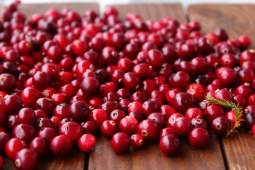 cranberries on wooden table