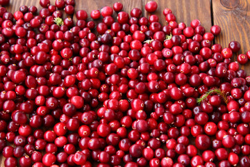 cranberries on wooden table