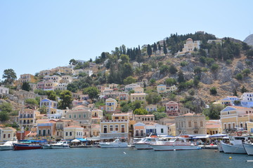 Traditional colorful Greece series - beautiful Symi island (near Rhodes), Dodecanese, AEGEAN SEA,...