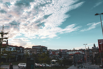 Porto in Portugal colorful old buildings and landmarks with traditional portuguese tiles on the...