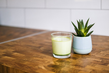 Latte matcha tea home cooking
