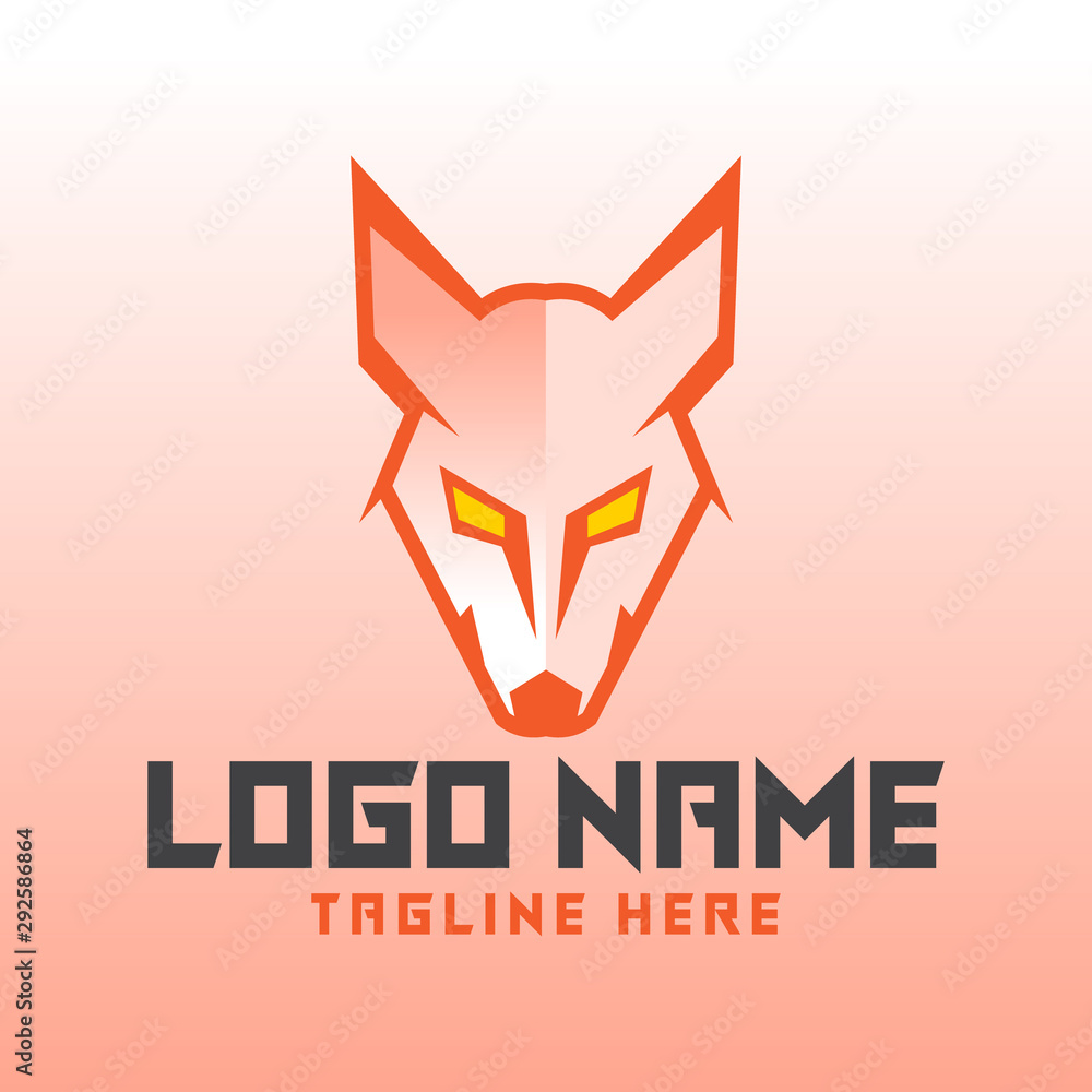 Wall mural Angry fox logo