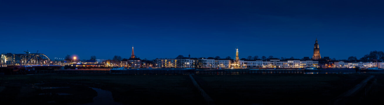 Skyline of zutphen by night