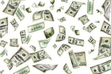 Money falling. American money. Washington american cash, usd bac