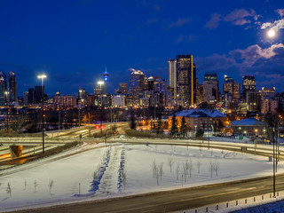 Calgary's skyline inn winter.