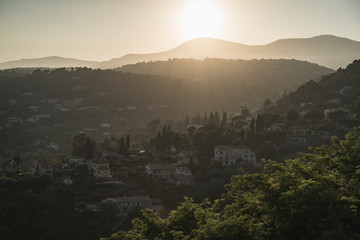 Obraz premium Nice, France June 2019. Beautiful sunset view on the city from above.