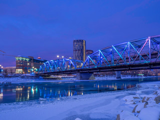 Calgary's skyline in winter.