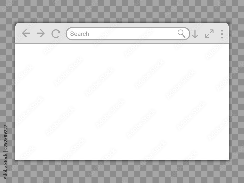 Fototapete Simple browser window in a flat style, design a simple blank web page, search in internet, template browser window on computer, tablet and mobile phone – stock vector