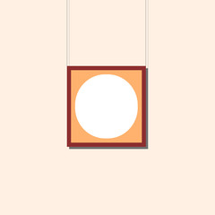 Frame for paintings and photographs weighs on the wall with a shadow. Flat style. Vector illustration