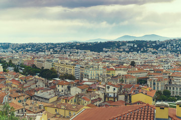 Fototapeta na wymiar View of the Mediterranean sea, bay of Angels, Nice, France