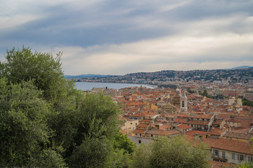 Fototapeta na wymiar View of the Mediterranean sea, bay of Angels, Nice, France
