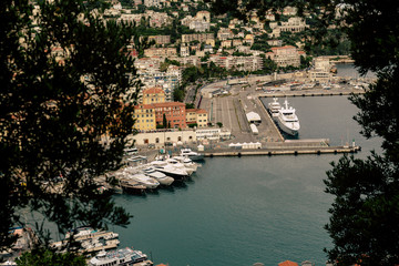 view of luxury resort and bay of Villefranche-sur-Mer, Cote d'Azur, french riviera