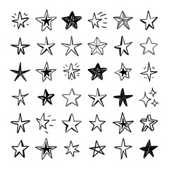 Star doodles collection. Set of hand drawn stars. Vector art illustration.