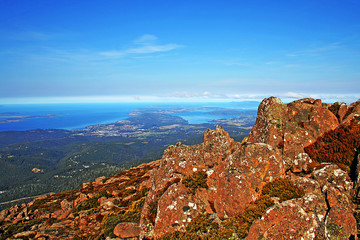Looking south from the summit on Mt. Wellington. Tasmania.