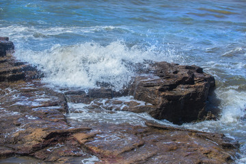 Fototapeta premium Storm on the sea coast in the summer.