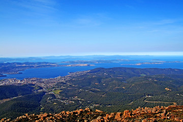 View to the south-east from the top of Mt. Wellington. Tasmania.