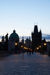 Fototapeta na wymiar Prague - Charles Bridge and Old Town area at sunrise