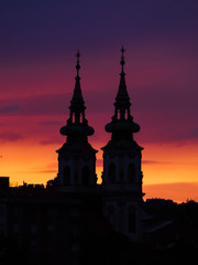 Fototapeta na wymiar Church at sunset