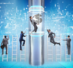 Businessman getting promotion in financial concept