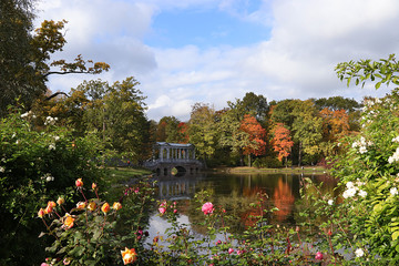 Russia, St. Petersburg, September 28, 2019, Catherine Park. In the photo, the Marble Bridge in...