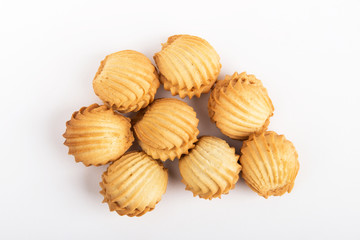 Shortbread Cookies. Homemade cookies on a white background. Top view